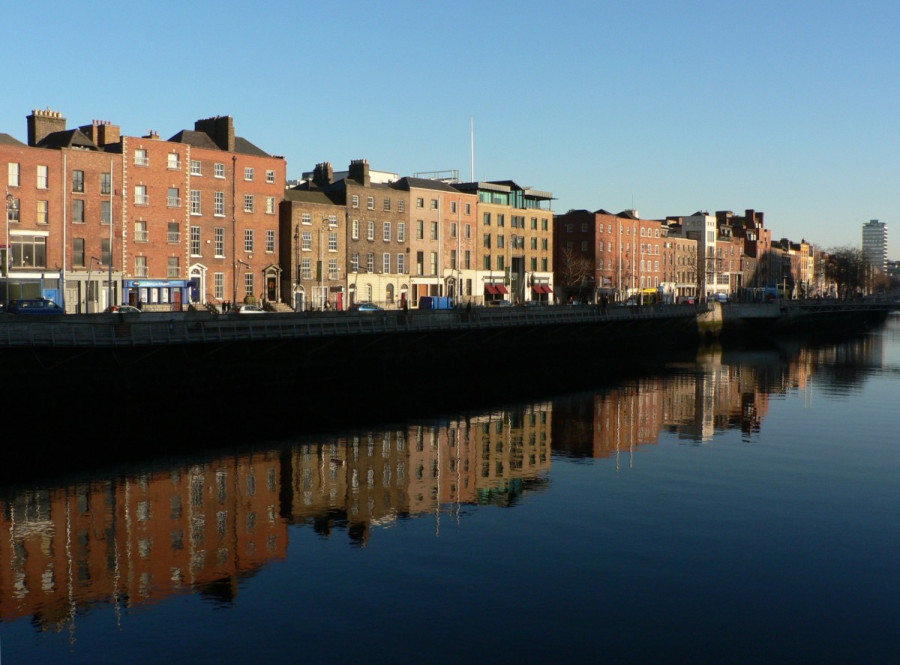 Ormond Quay Lower showing Dublin's jumble of house types, some of which still retain 17th-century fabric