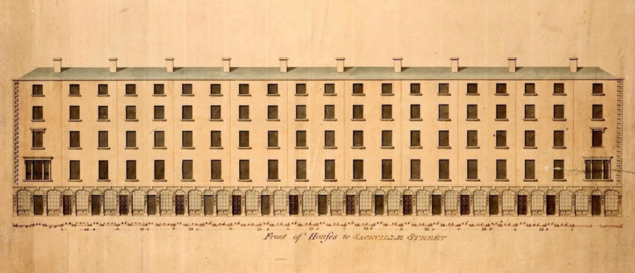 Design for unified shop-houses on Lower Sackville Street, drawn by Thomas Sherrard and erected c.1785-90. 