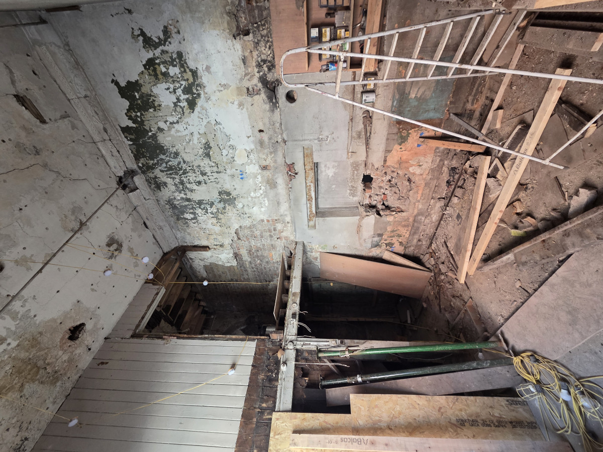 Ground floor with mezzanine temporarily removed