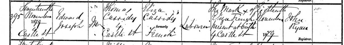 Record of occupant in 4 Castle Street in 1879 