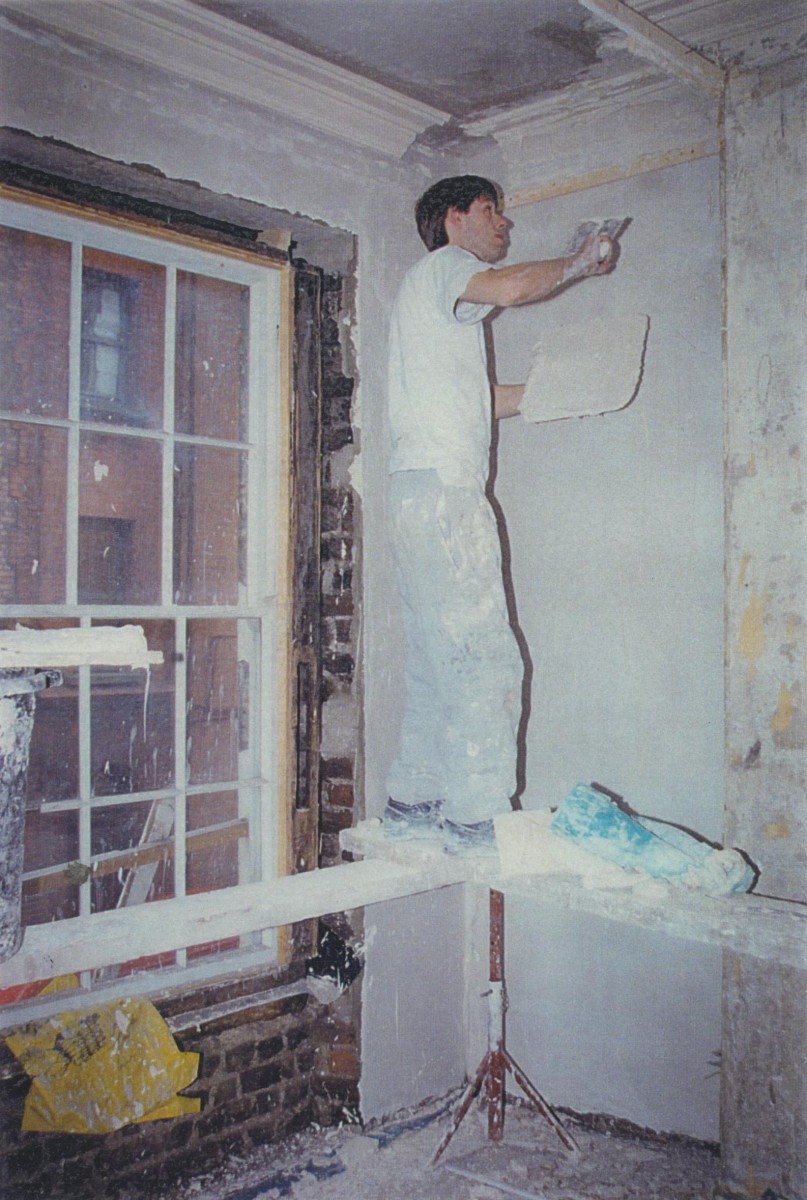 First floor being replastered with a hand-run cornice in the 1990s 