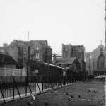 Rears of surviving gabled houses on Aungier Street in the 1960s 